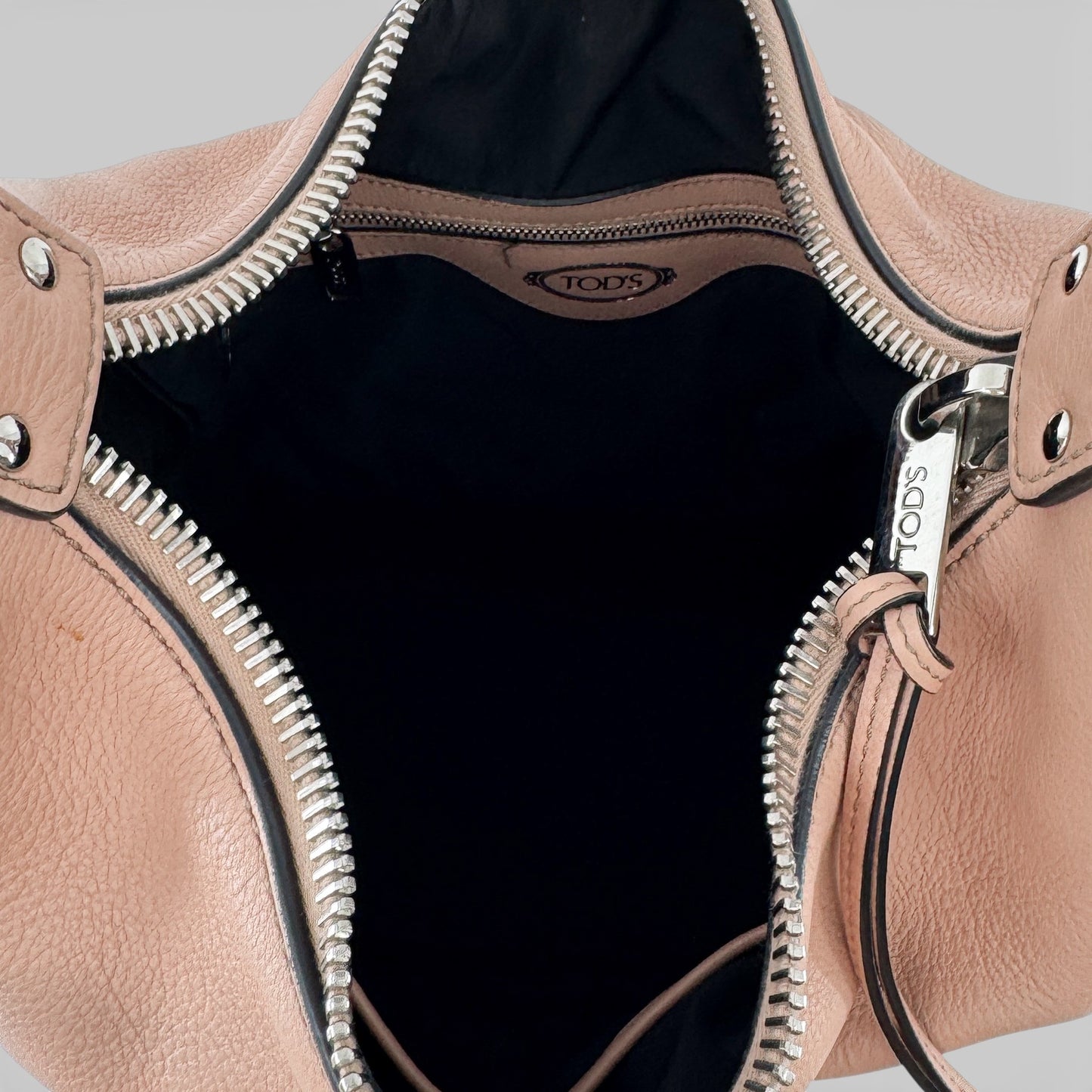 Tod's Peach Pink Leather Micky Hobo Shoulder Bag