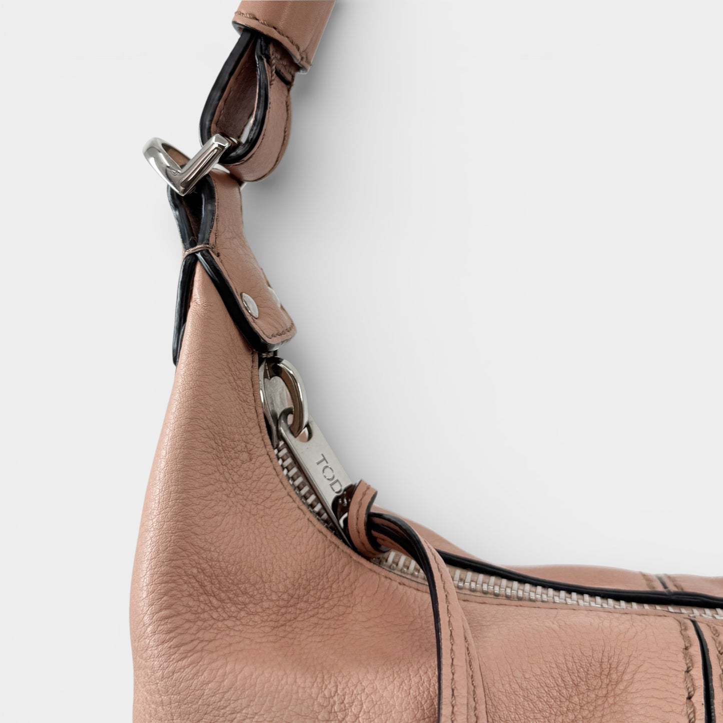 Tod's Peach Pink Leather Micky Hobo Shoulder Bag