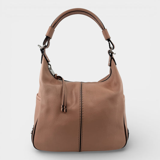 Tod's Peach Pink Leather Micky Hobo Shoulder Bag