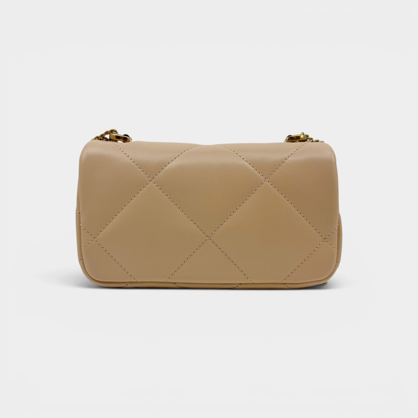 Tory Burch Apricot Leather Kira Diamond Quilt Mini Flap Bag [NEW]
