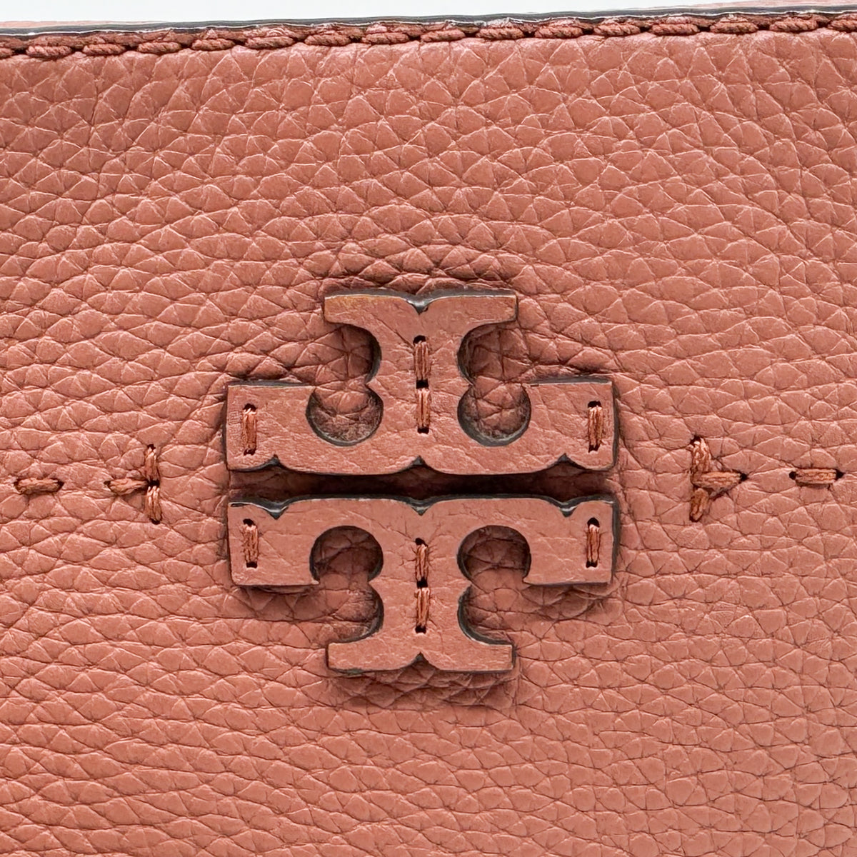 Tory Burch McGraw Terracotta Rust Pebbled Leather Double T Camera Crossbody Bag