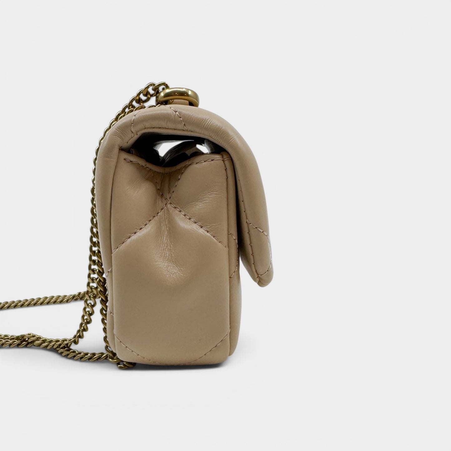 Tory Burch Apricot Leather Kira Diamond Quilt Mini Flap Bag [NEW]