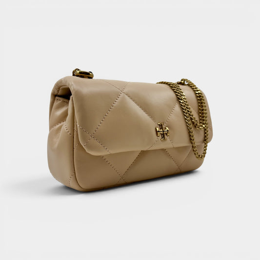 Tory Burch Apricot Leather Kira Diamond Quilt Mini Flap Bag [NEW]