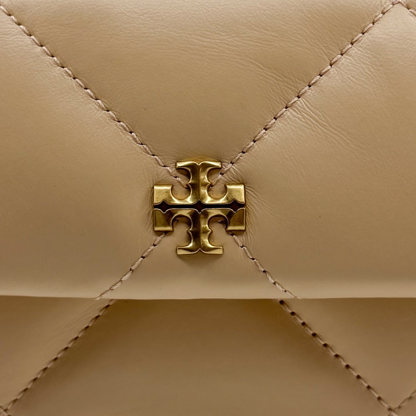 Tory Burch Apricot Leather Kira Diamond Quilt Mini Flap Bag [NEW]