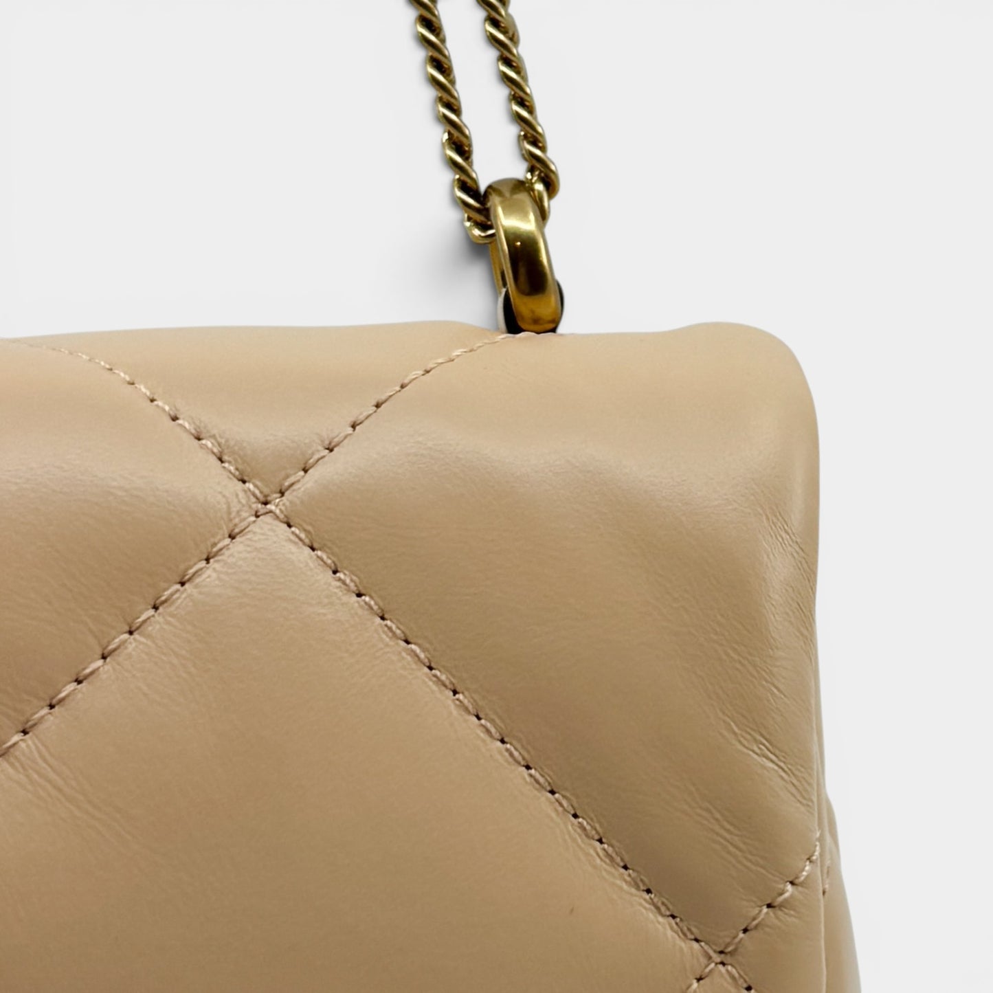 Tory Burch Apricot Leather Kira Diamond Quilt Mini Flap Bag [NEW]