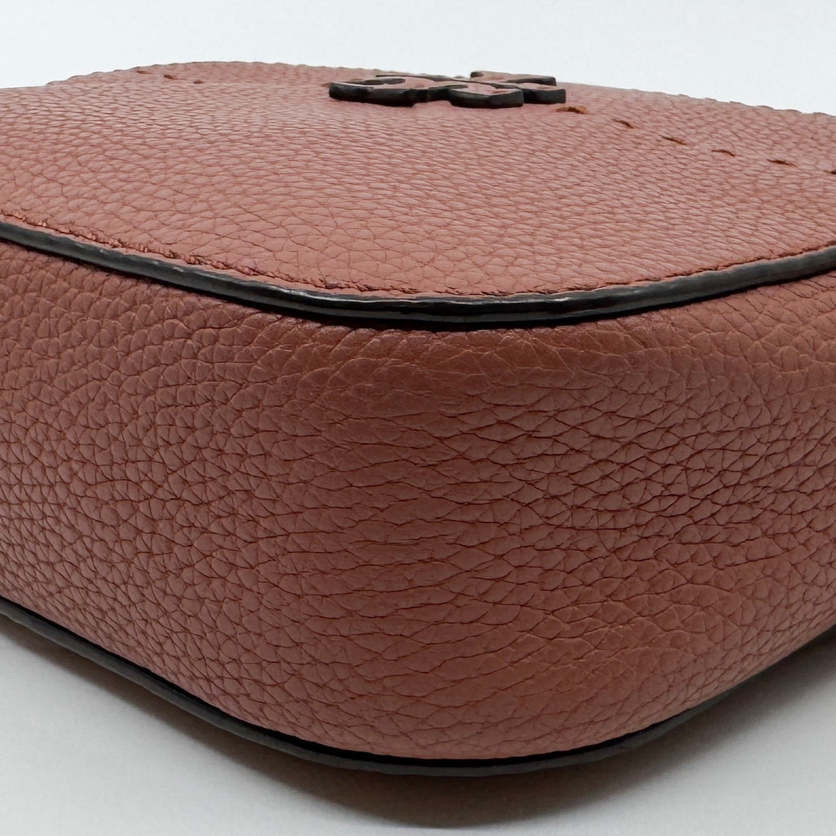 Tory Burch McGraw Terracotta Rust Pebbled Leather Double T Camera Crossbody Bag