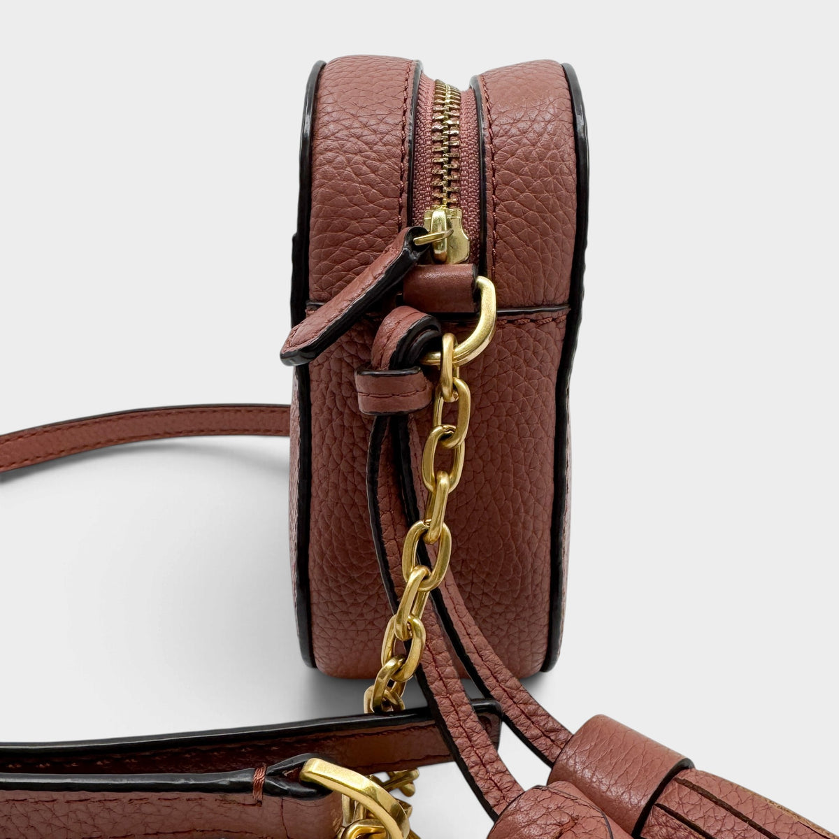 Tory Burch McGraw Terracotta Rust Pebbled Leather Double T Camera Crossbody Bag