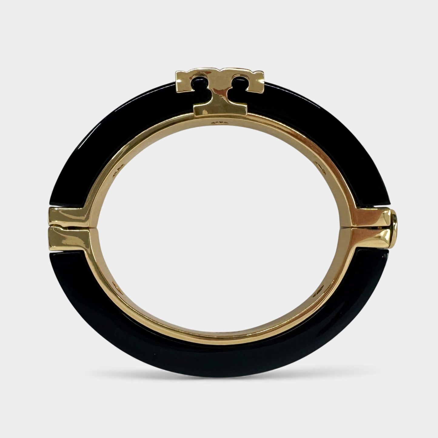 Tory Burch Black Enamel & Gold Tone Metal Bracelet Bangle