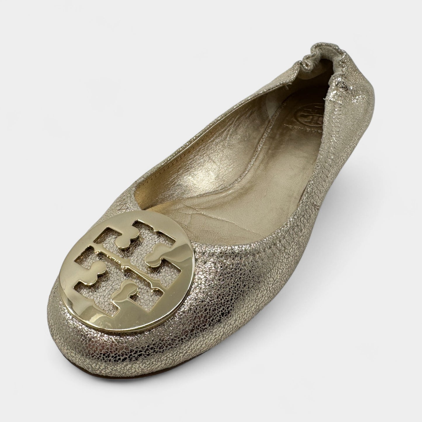 Tory Burch Gold Logo Ballet Flats Shoes AU8.5 ~ EU39