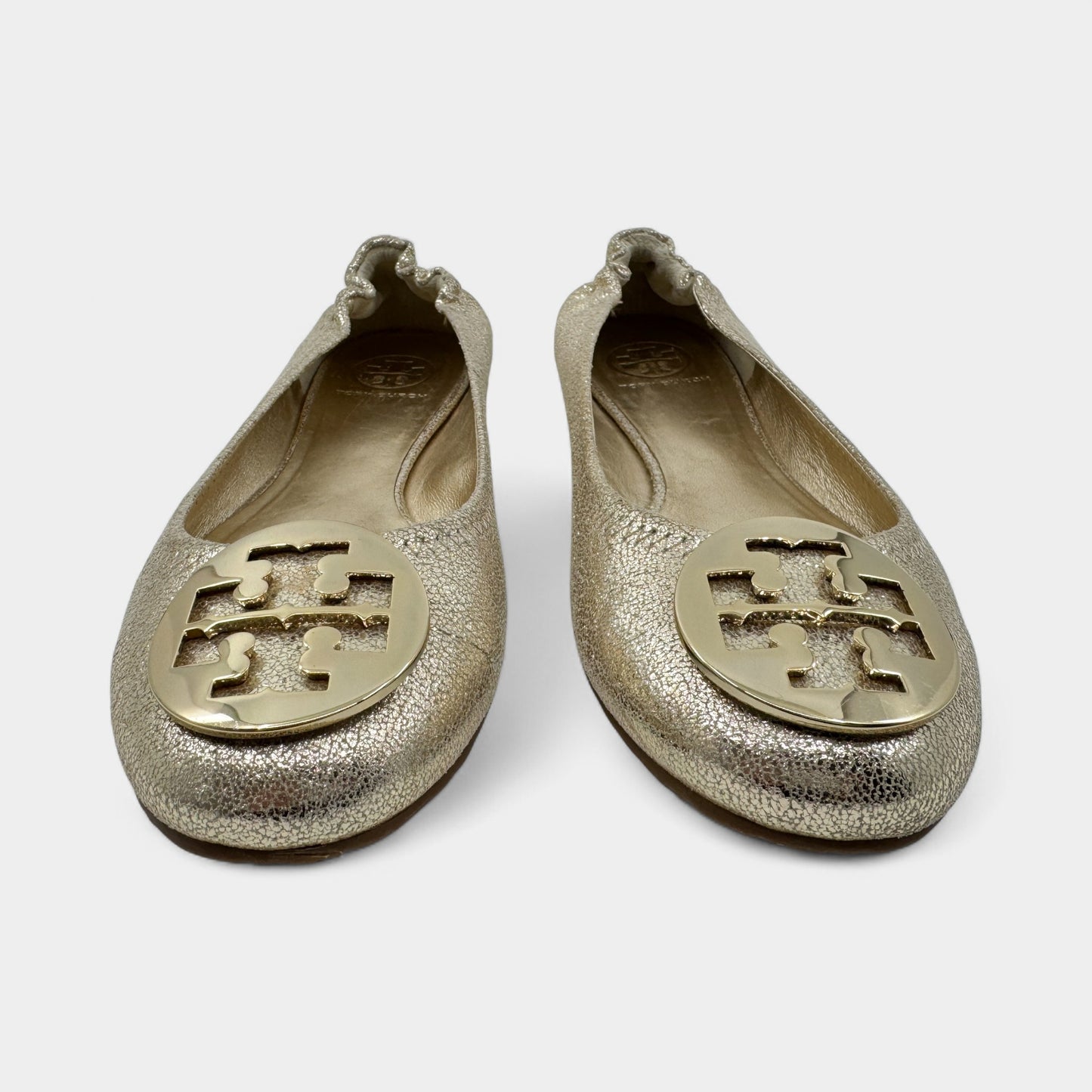 Tory Burch Gold Logo Ballet Flats Shoes AU8.5 ~ EU39