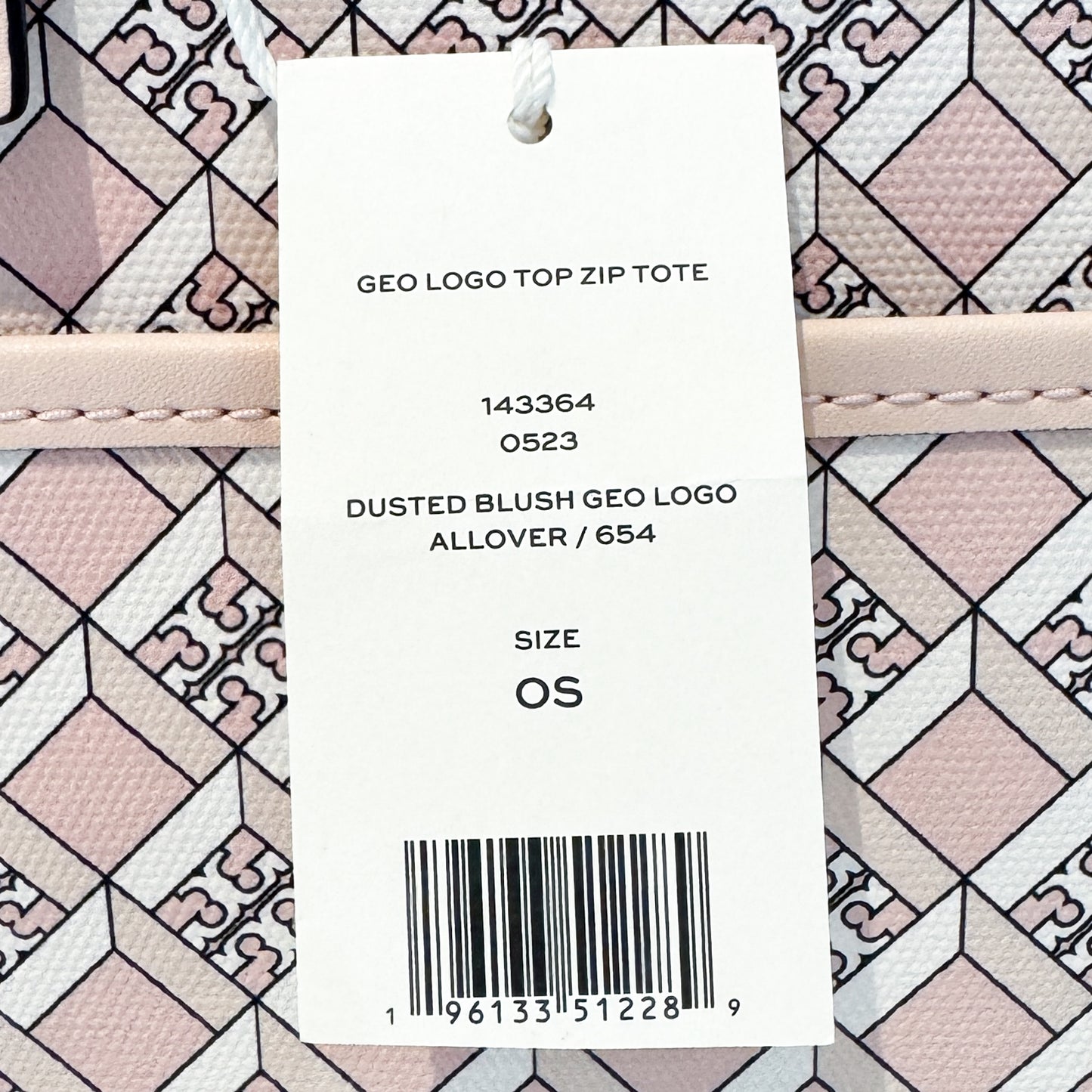 Tory Burch Dusted Pink Geo Logo Zip Tote Bag [NEW]
