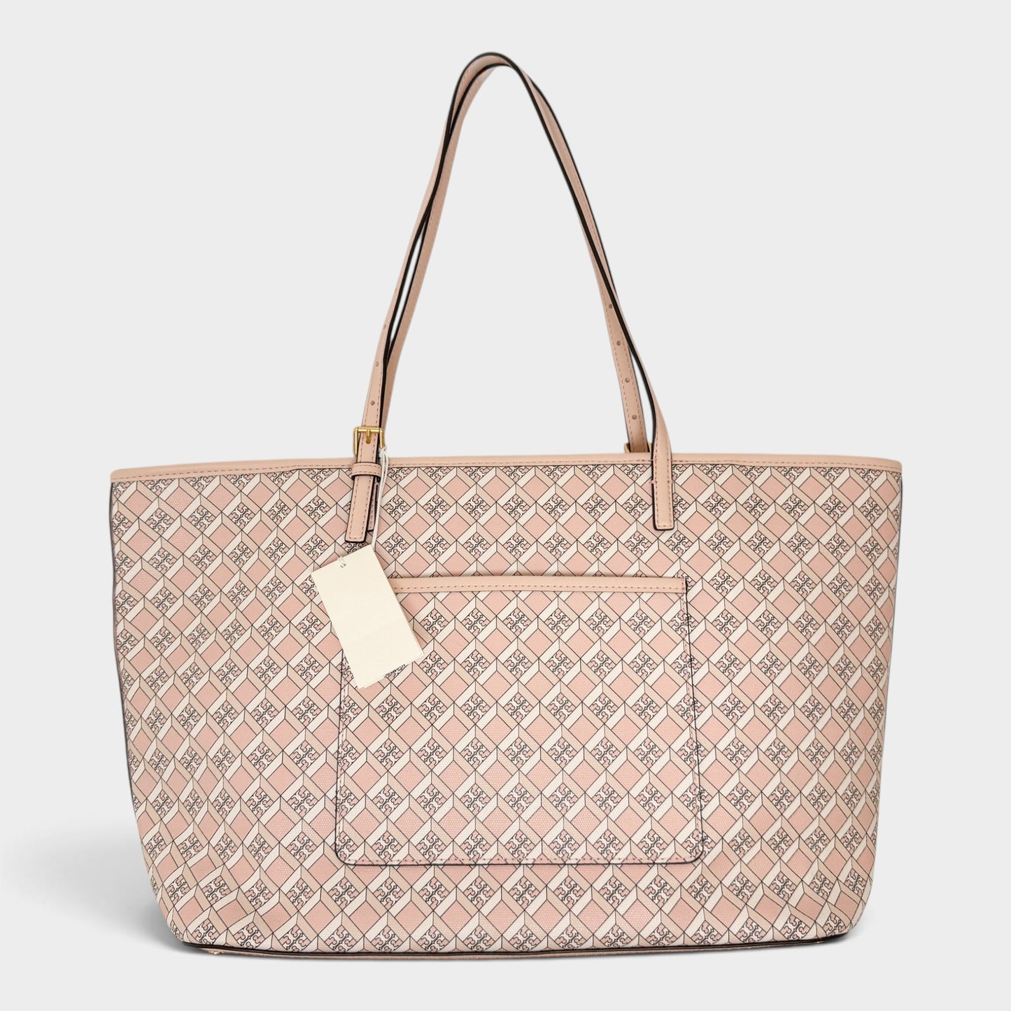 Tory Burch Dusted Pink Geo Logo Zip Tote Bag [NEW]