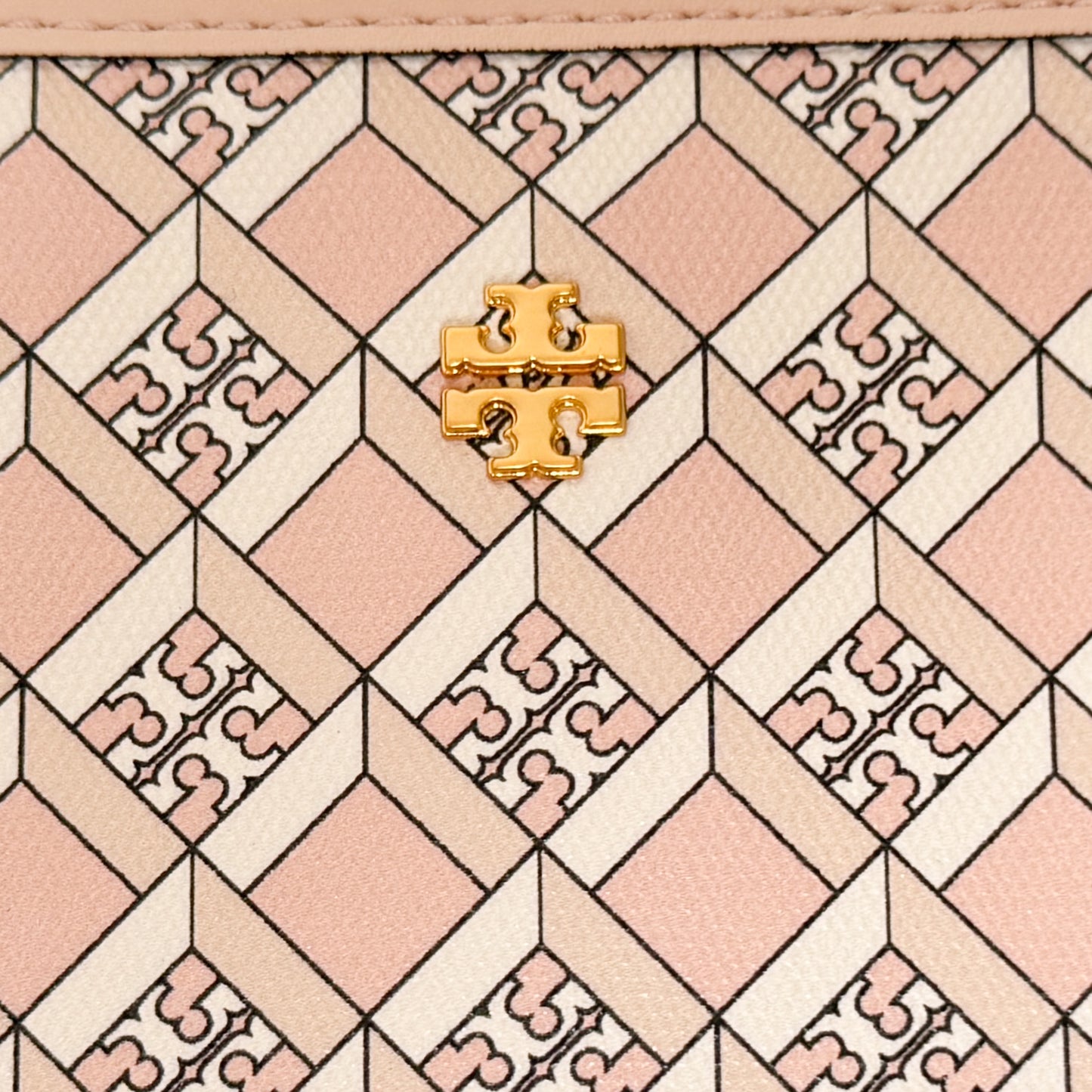Tory Burch Dusted Pink Geo Logo Zip Tote Bag [NEW]