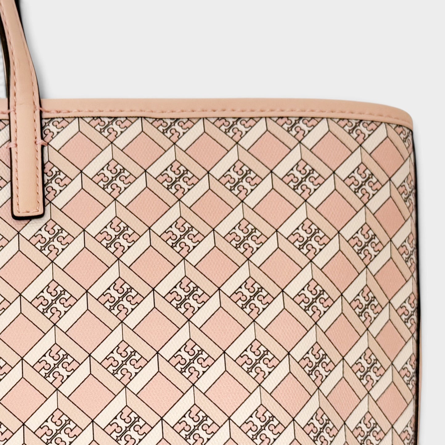 Tory Burch Dusted Pink Geo Logo Zip Tote Bag [NEW]