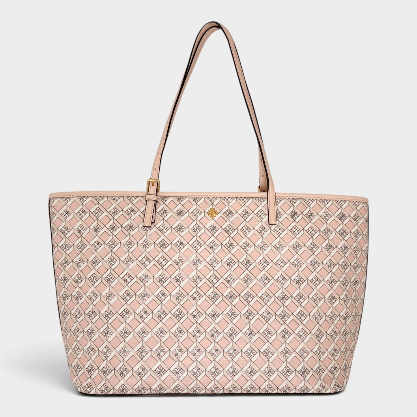 Tory Burch Dusted Pink Geo Logo Zip Tote Bag [NEW]