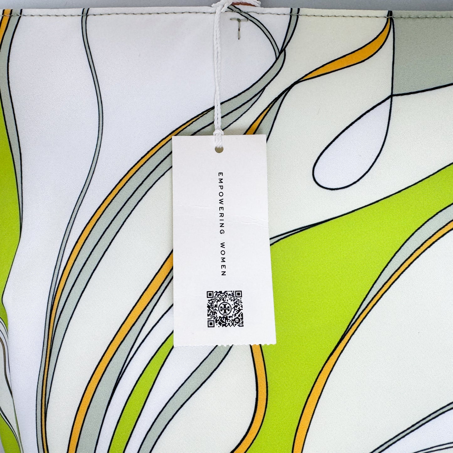 Tory Burch Chartreuse Twisty Flower Ella Nylon Zip Tote Bag [NEW]