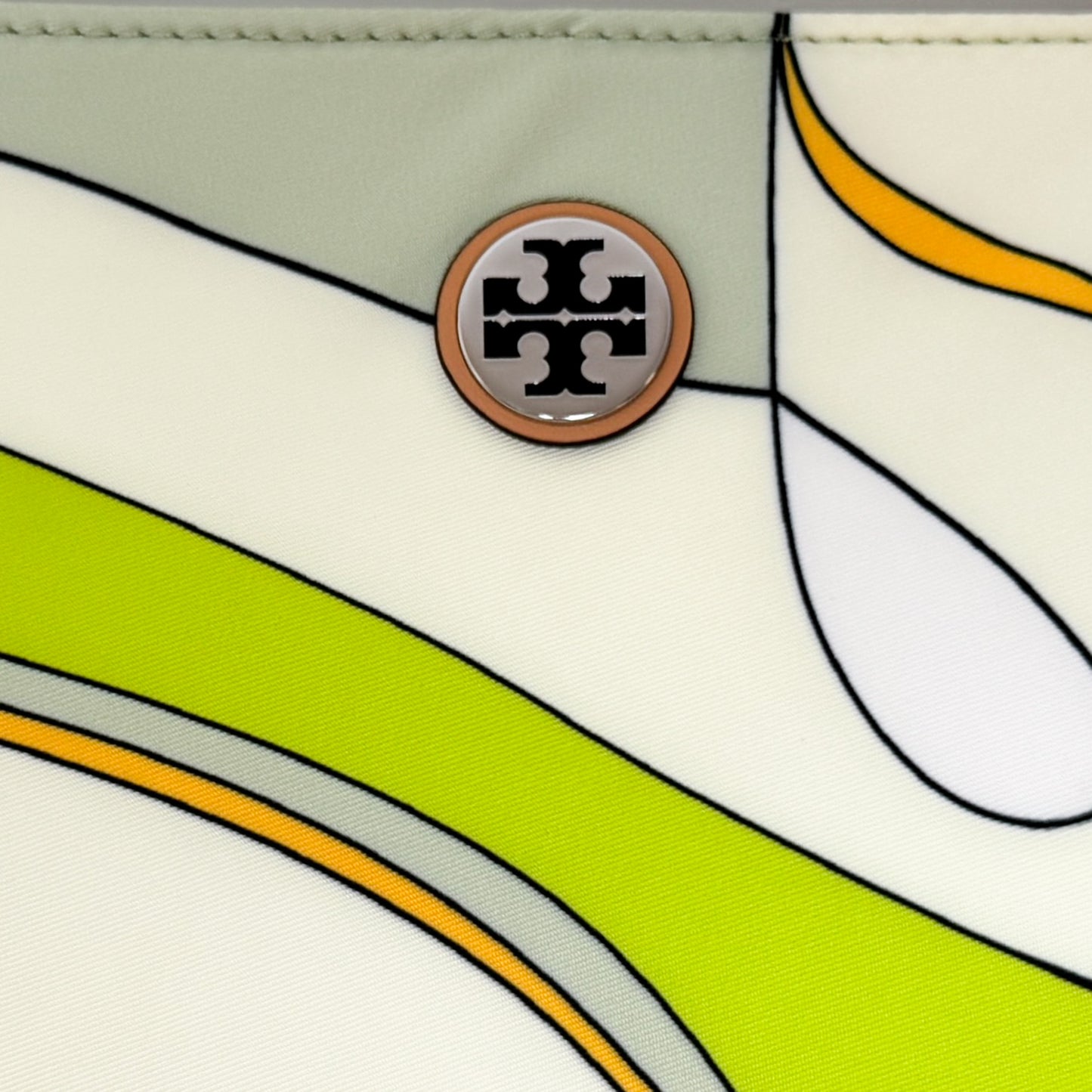 Tory Burch Chartreuse Twisty Flower Ella Nylon Zip Tote Bag [NEW]