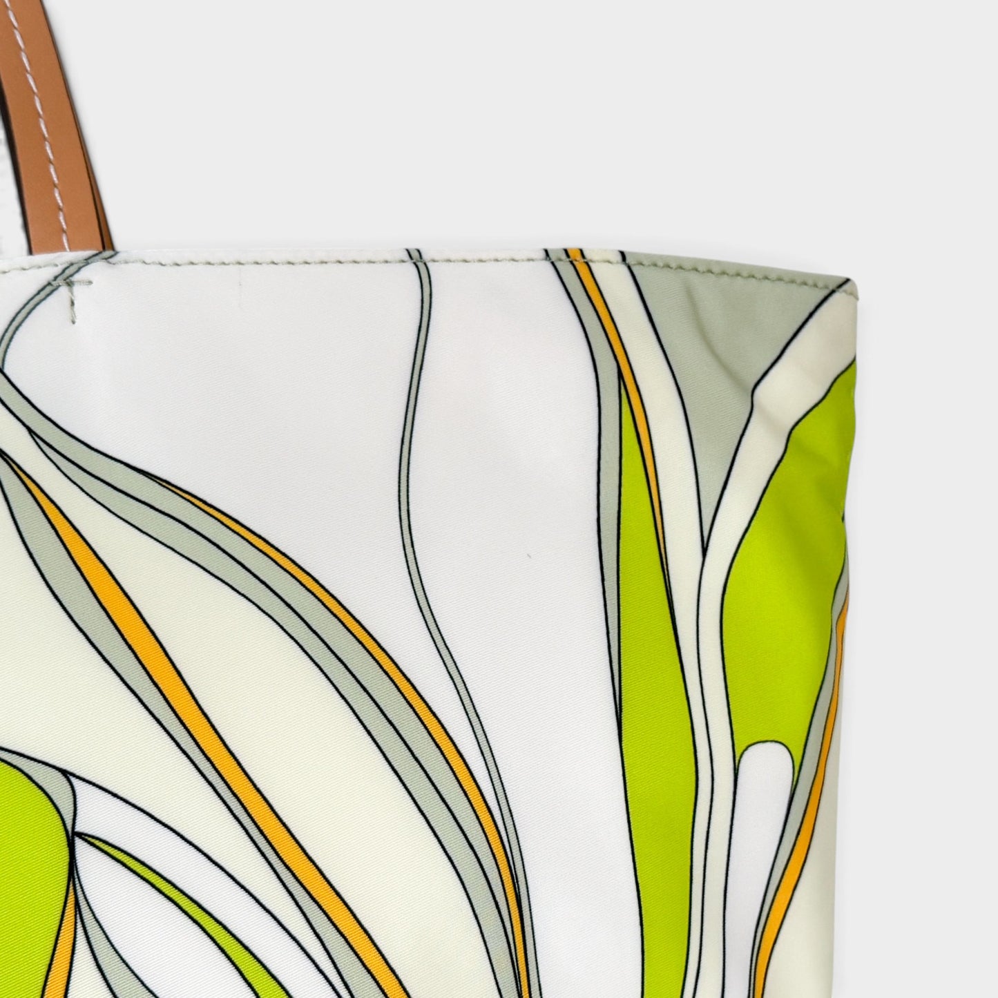 Tory Burch Chartreuse Twisty Flower Ella Nylon Zip Tote Bag [NEW]
