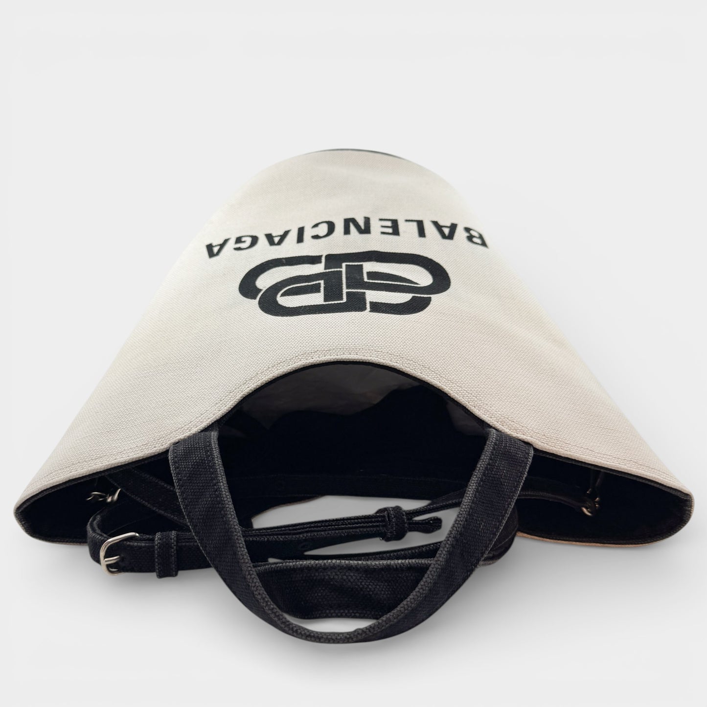 Balenciaga Black Natural Wave Small Bucket Tote Bag