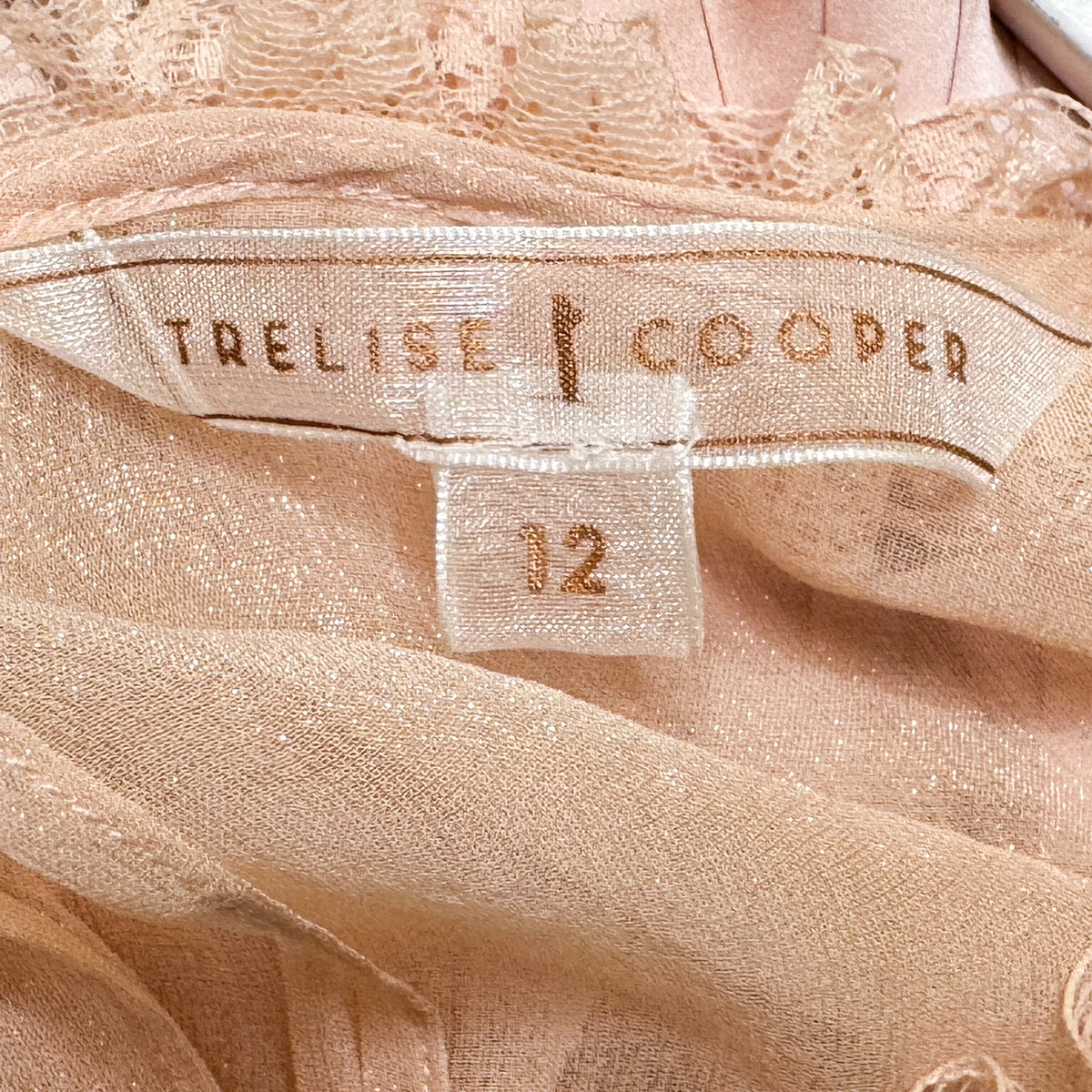 Trelise Cooper Blush Pink Shimmer Of Hope Silk Blend Frill Ruffle Dress AU12 ~ Medium