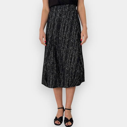 Trine Kryger Simonsen Black Cream Tulip Print Stretch Skirt EU40 ~ AU12-14