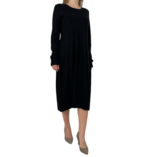 Trine Kryger Simonsen Black Jersey Pintuck Caroline Dress EU40 ~ AU12-14 [NEW]