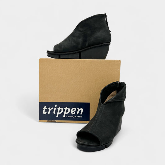 Trippen Galaxy Black Open Toes Wedge Ankle Boots EU40 ~ AU9