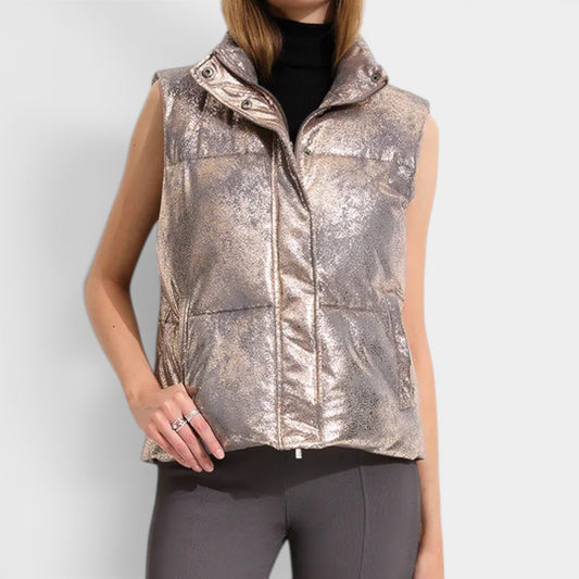 Unreal Fur Rose Gold Painted Lady Vest Jacket Medium ~ AU10-12