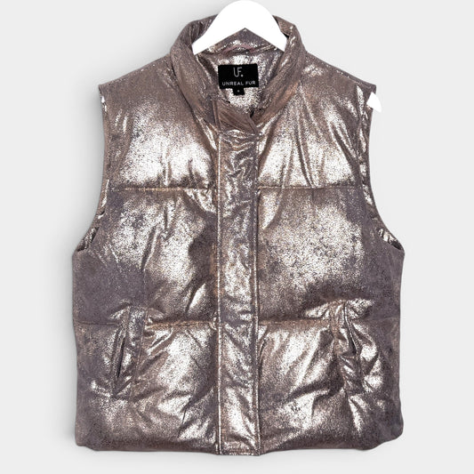 Unreal Fur Rose Gold Painted Lady Vest Jacket Medium ~ AU10-12
