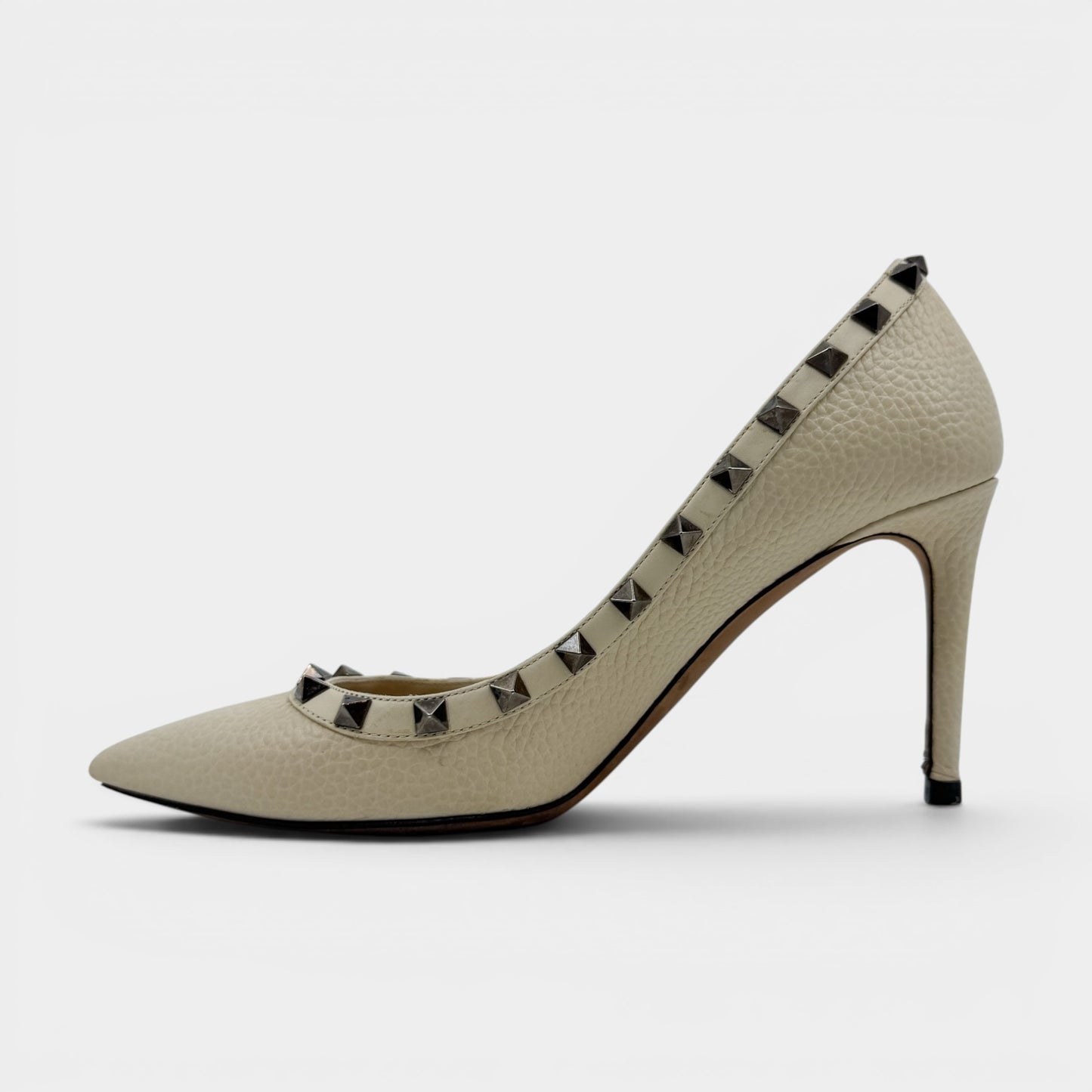Valentino Ivory Leather Rock Stud Heels Shoes EU38.5 ~ AU7.5