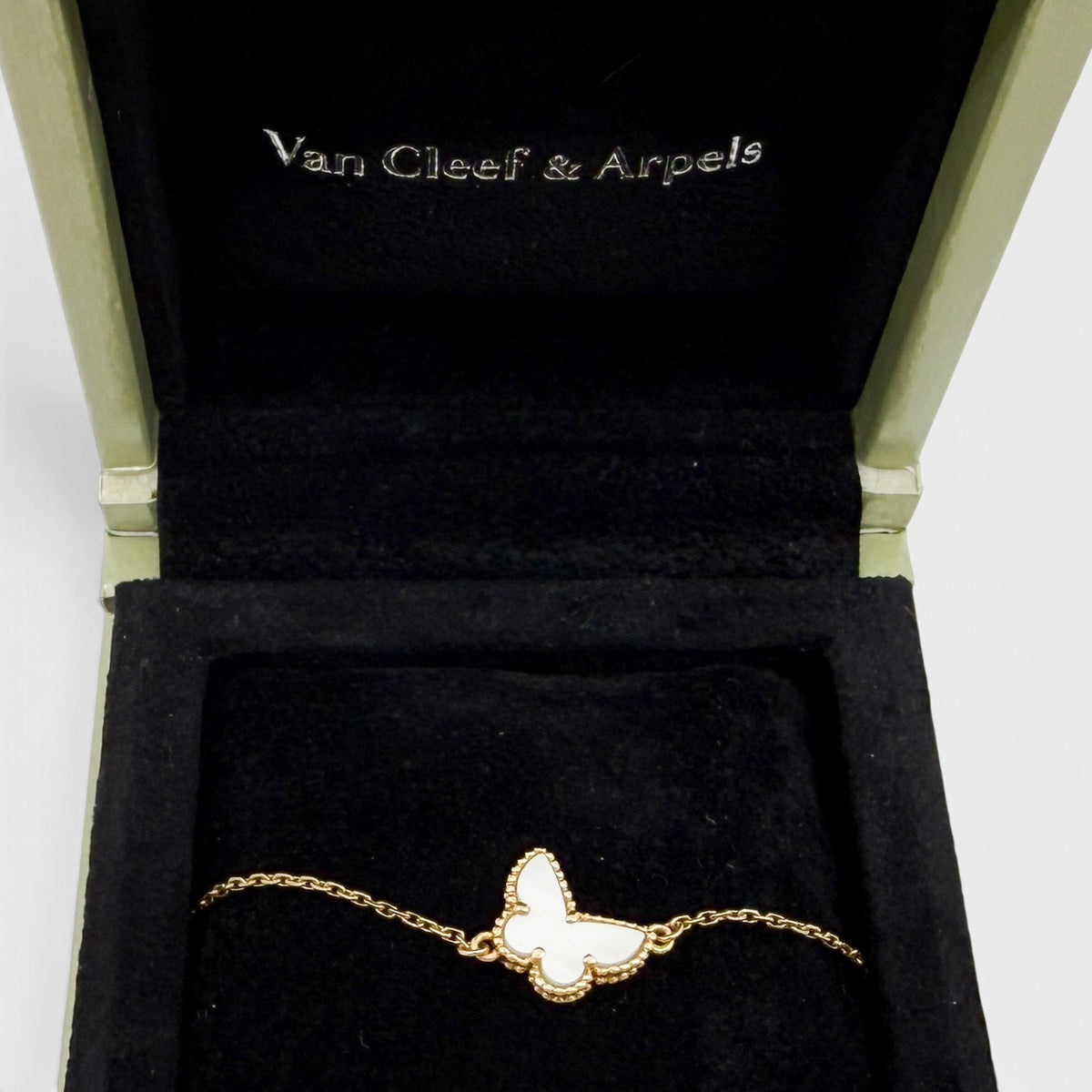 Van Cleef & Arpels Sweet Butterflies 18K Gold Mother Of Pearl Bracelet