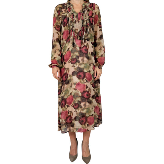 Verge Rosewood Pink & Green Floral Dress With Slip Medium ~ AU12 [NEW]