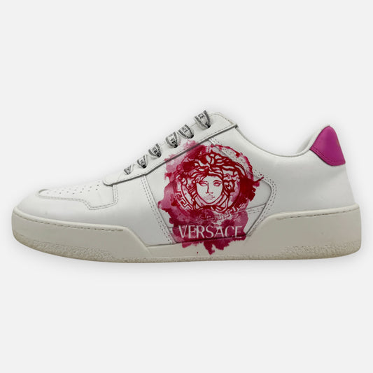 Versace White Leather Pink Medusa Low Top Sneakers EU38 ~ AU7