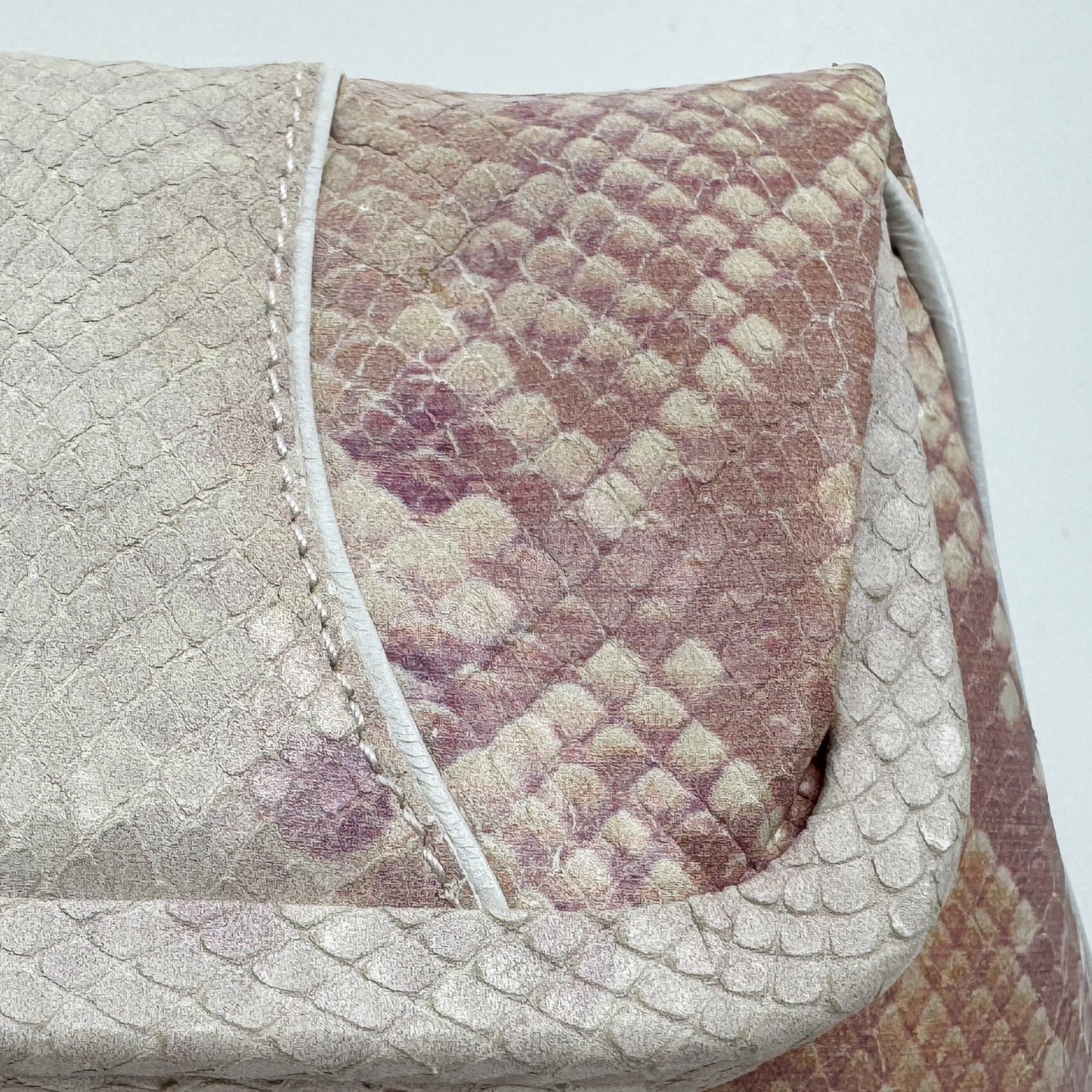 Via Spiga Pink Snake Embossed Leather Folding Clutch Bag