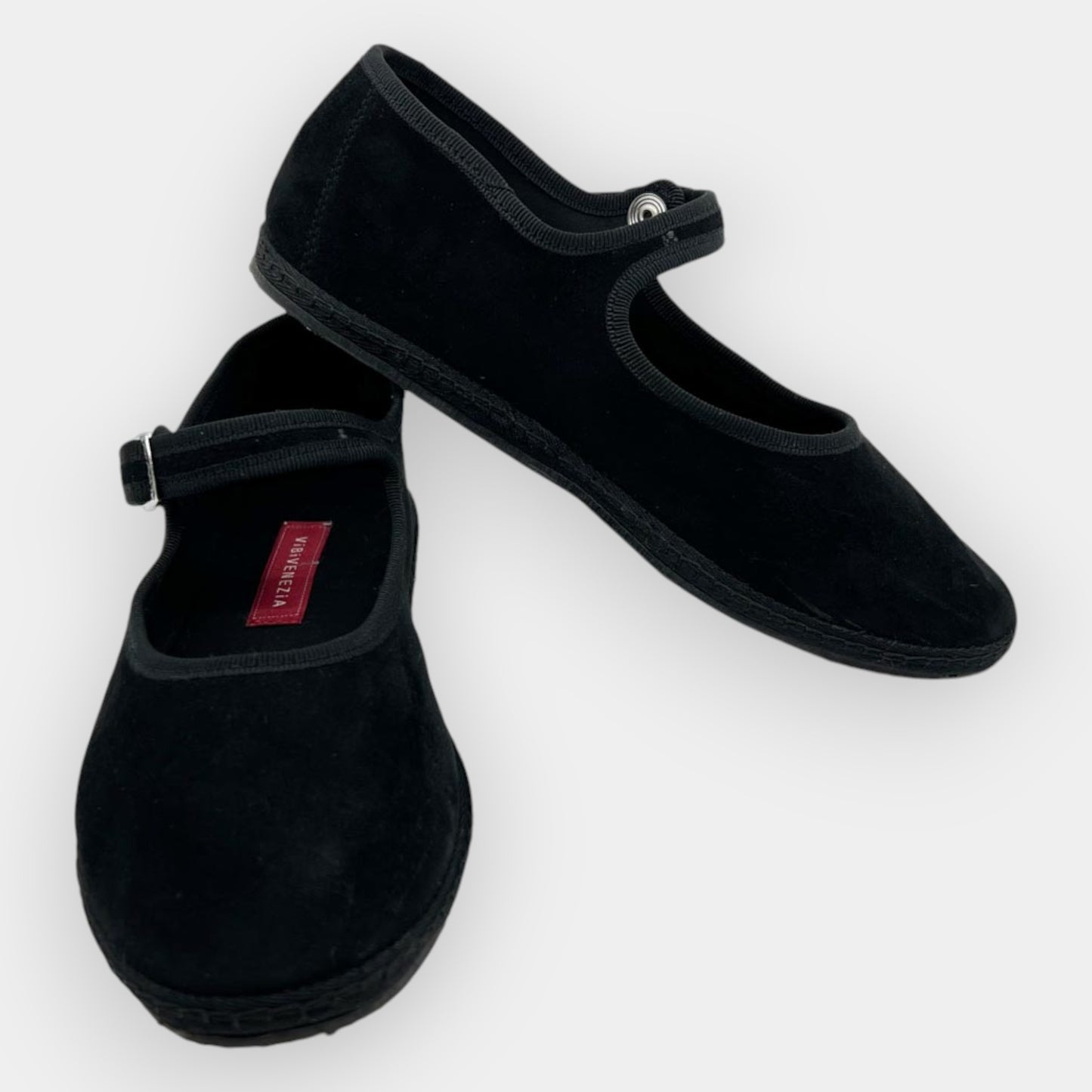 Vibi Venezia Black Velvet Mary Jane Shoes EU35 ~ AU4