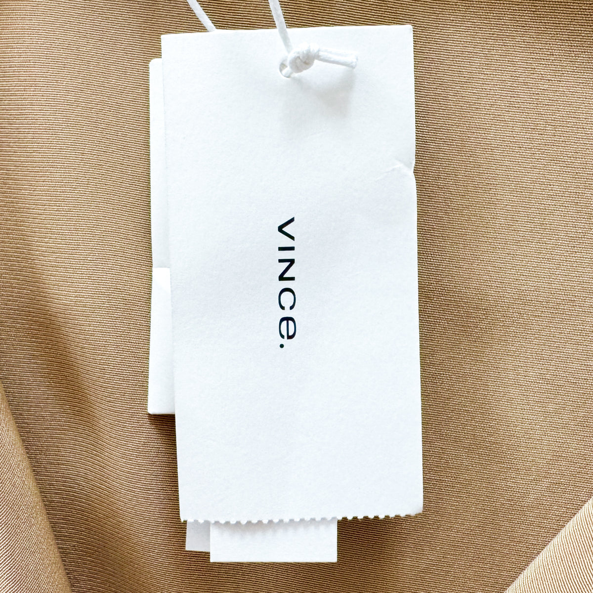Vince Camel Crepe Long Sleeve Shaped Collar Tie Front Dress Large ~ AU12-14