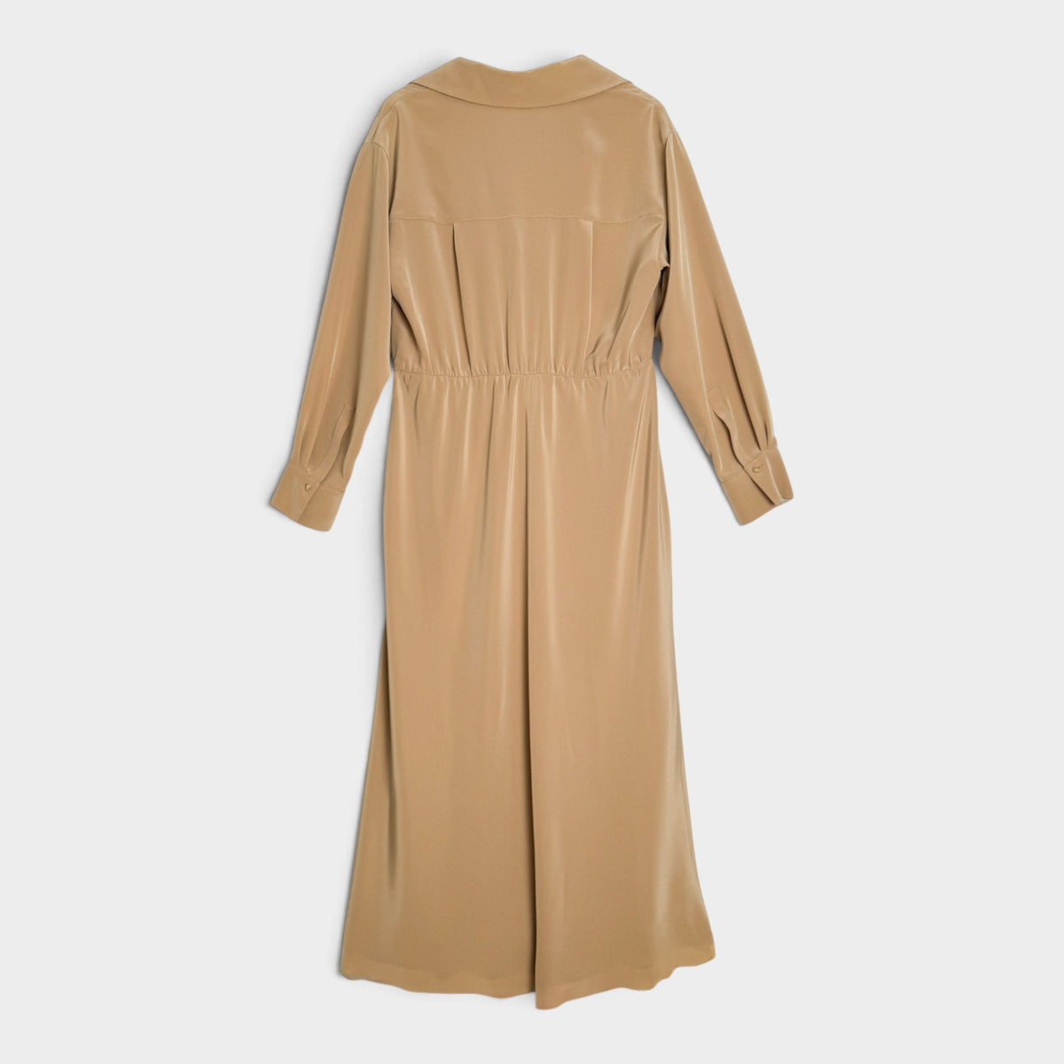 Vince Camel Crepe Long Sleeve Shaped Collar Tie Front Dress Large ~ AU12-14