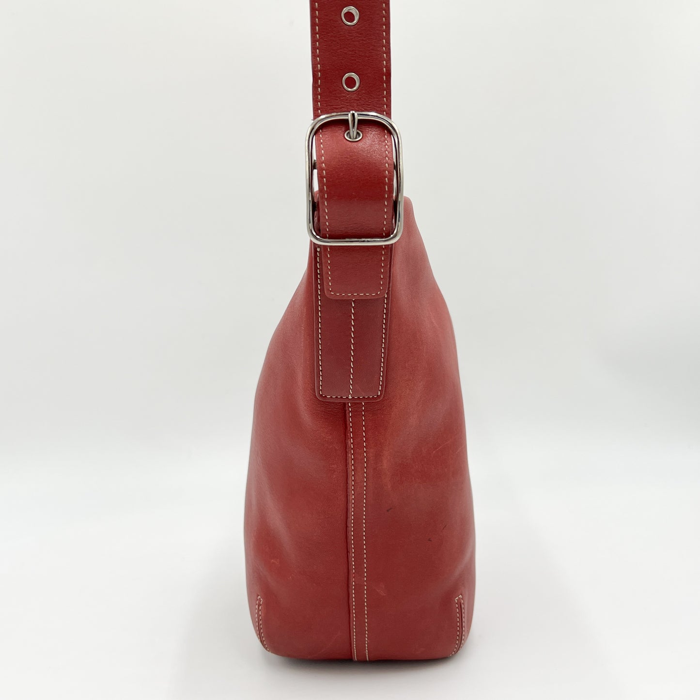 Coach Vintage Y2K Red Leather Duffle Sac Bucket Shoulder Bag [9186]