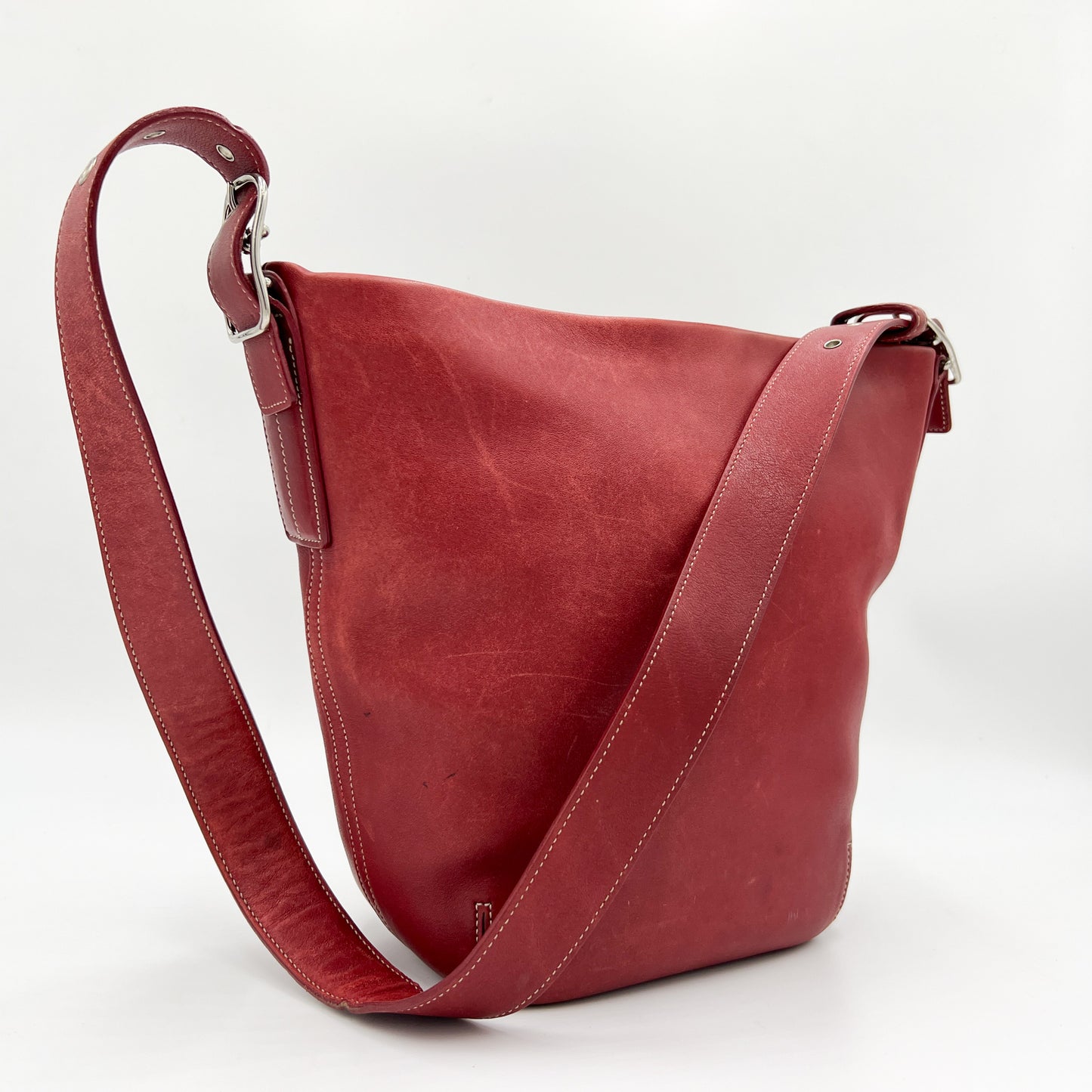 Coach Vintage Y2K Red Leather Duffle Sac Bucket Shoulder Bag [9186]