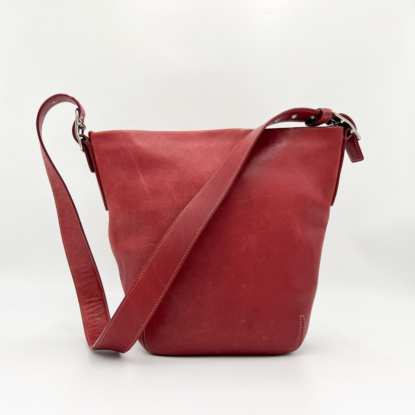 Coach Vintage Y2K Red Leather Duffle Sac Bucket Shoulder Bag [9186]