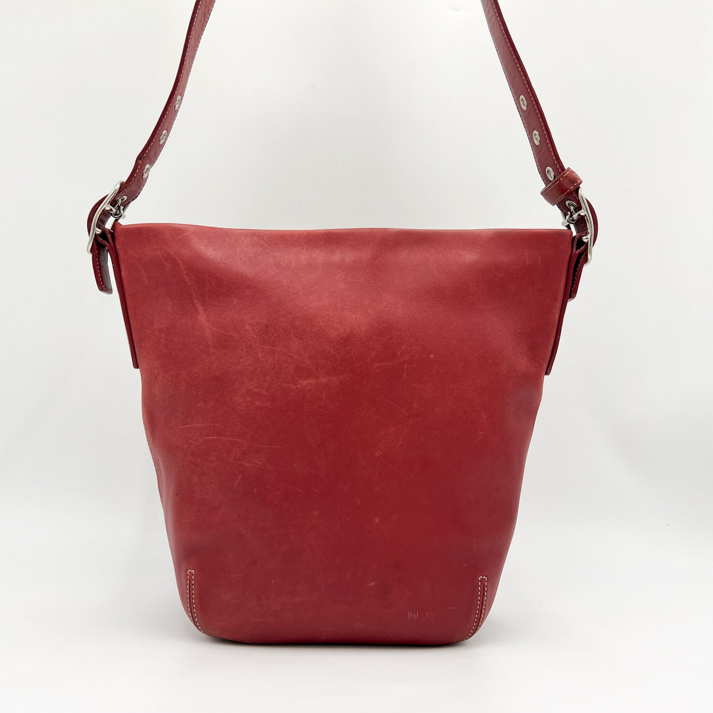 Coach Vintage Y2K Red Leather Duffle Sac Bucket Shoulder Bag [9186]