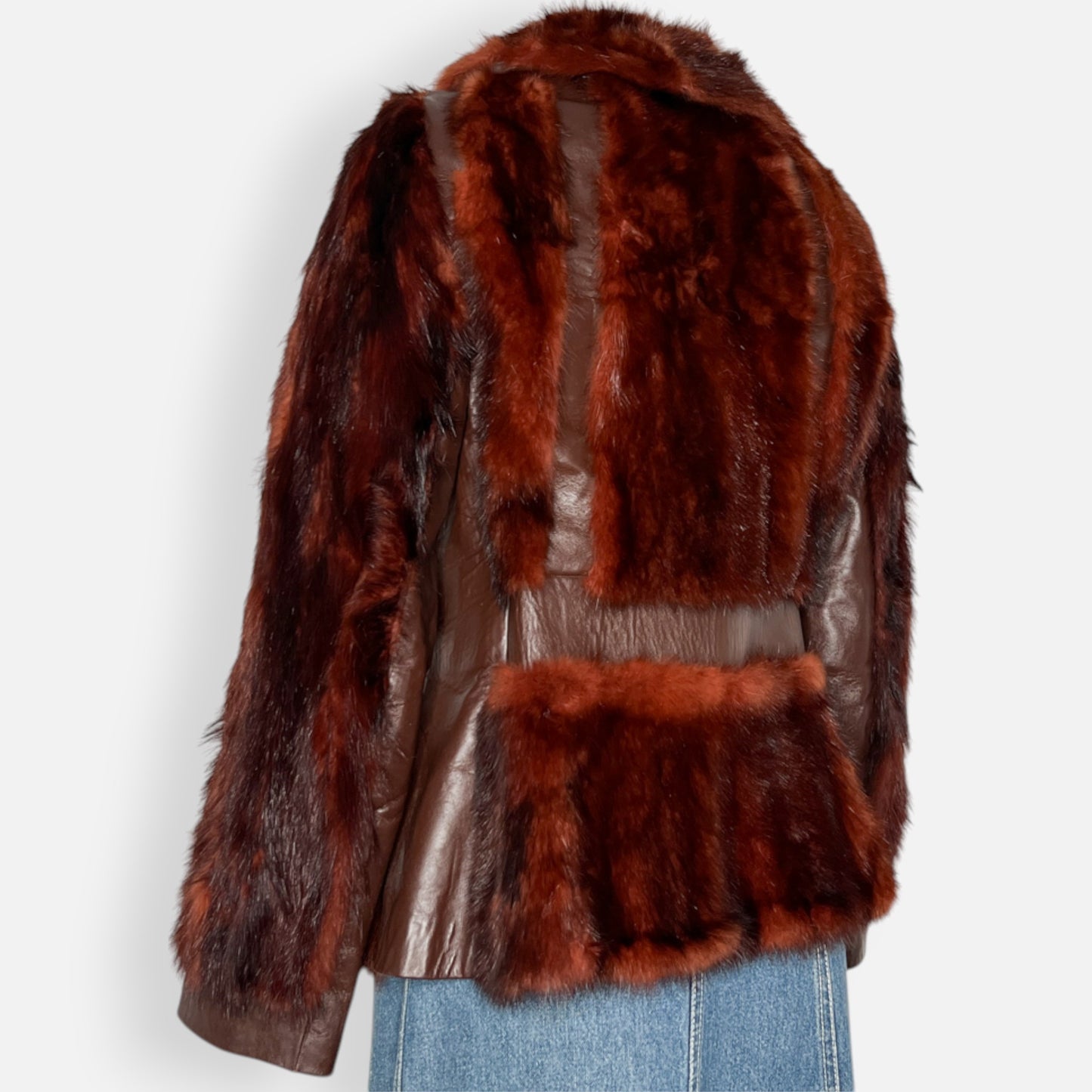 Vintage 70s Cornelius Deep Chestnut & Brown Leather & Fur Jacket Small ~ AU10