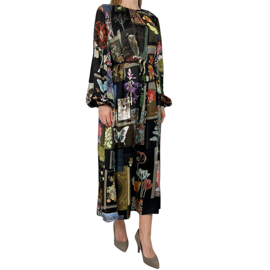 Vivetta Multicoloured Floral & Patchwork Print Satin Maxi Dress Medium ~ AU12-14