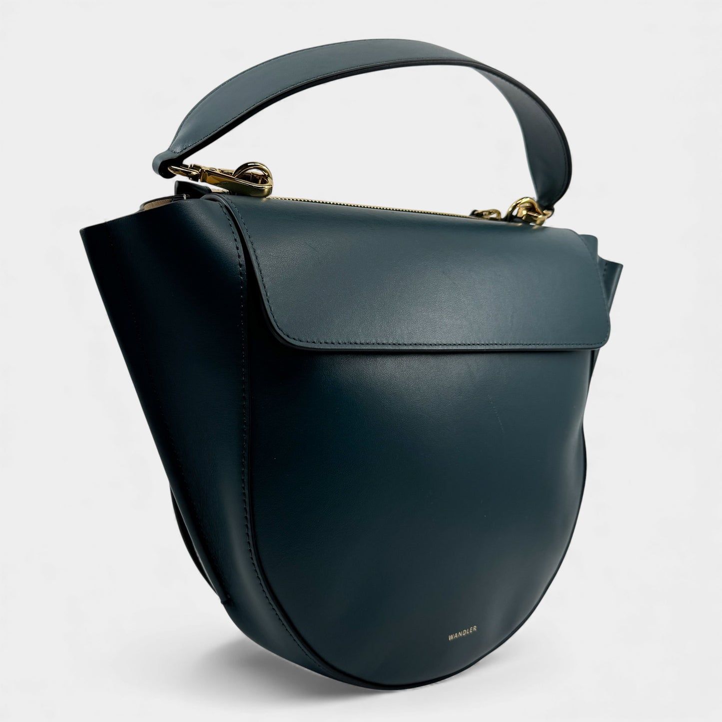 Wandler Teal Leather Medium Hortensia Crossbody Handbag