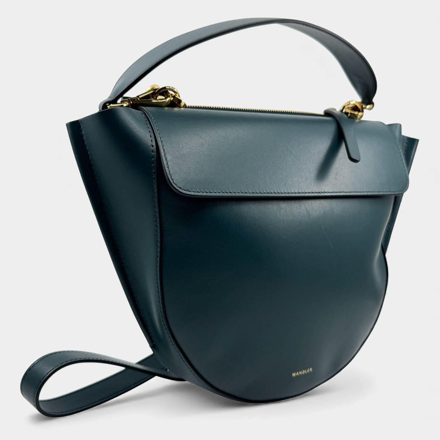 Wandler Teal Leather Medium Hortensia Crossbody Handbag