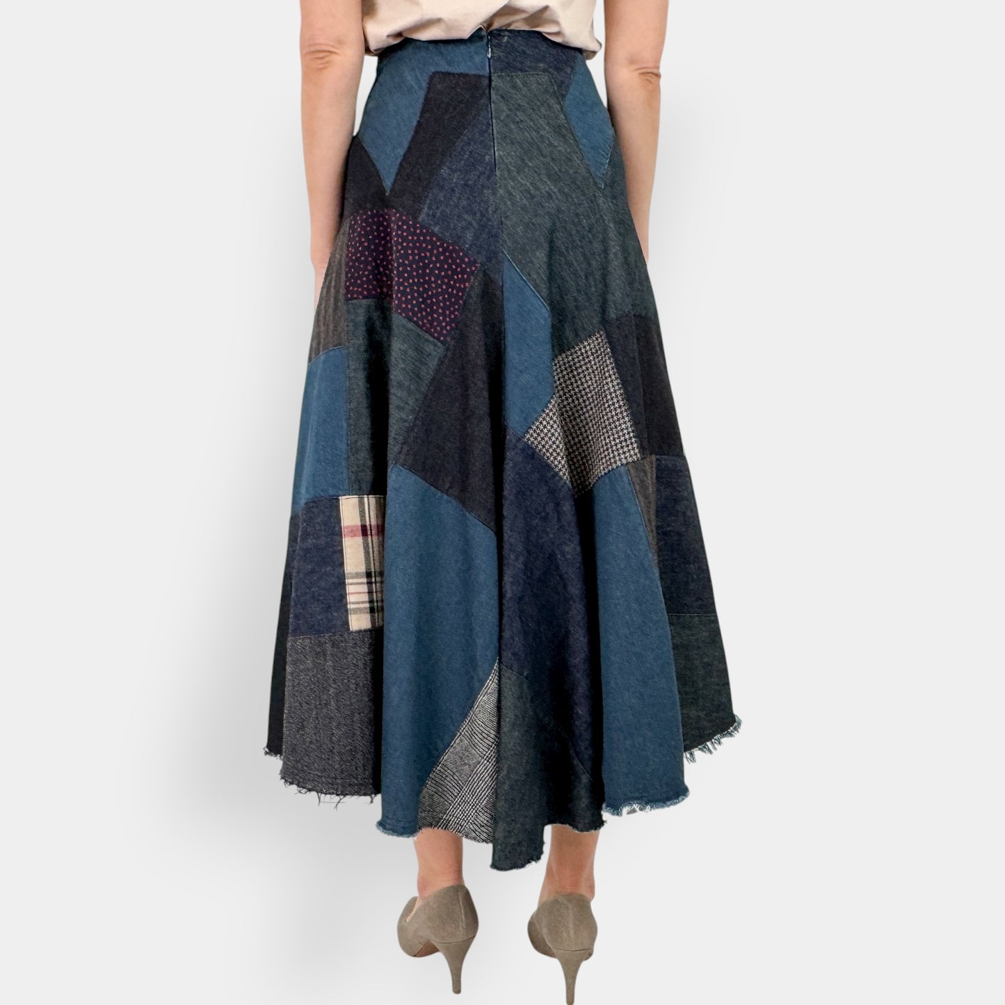 Junya Watanabe Comme des Garçons Denim Patchwork Skirt Small ~ AU8