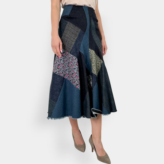 Junya Watanabe Comme des Garçons Denim Patchwork Skirt Small ~ AU8