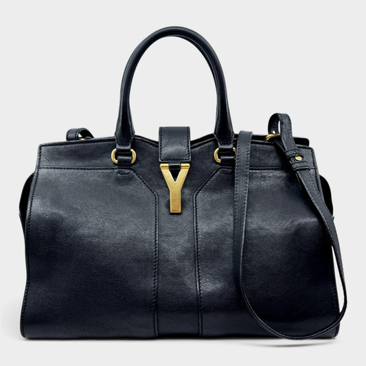 Yves Saint Laurent Black Leather Petite Small Cabas ChYc Y Tote Bag