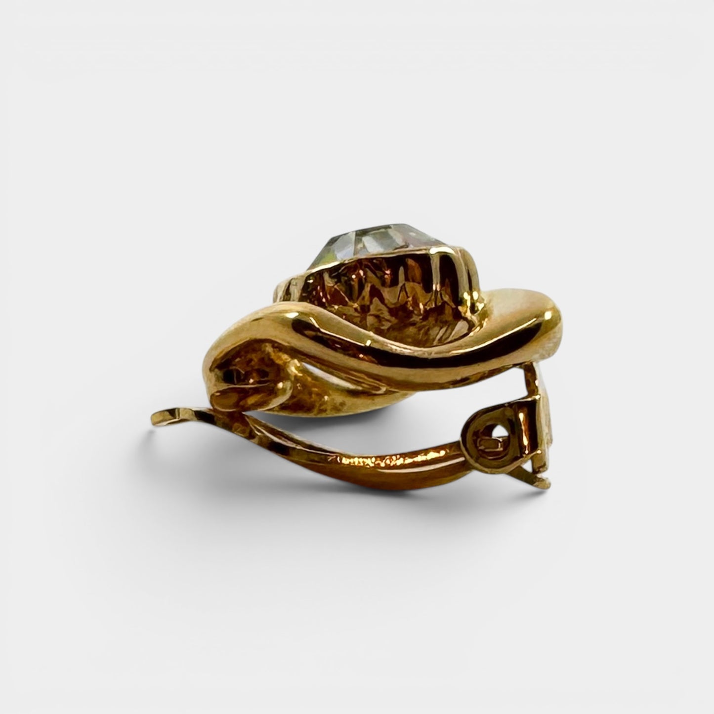 Vintage YSL Gold-Plated Crystal Clip-On Earrings [1980s]