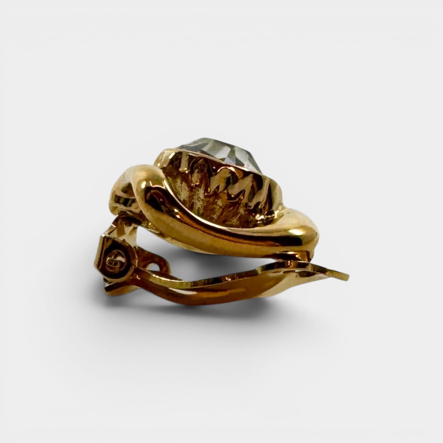 Vintage YSL Gold-Plated Crystal Clip-On Earrings [1980s]